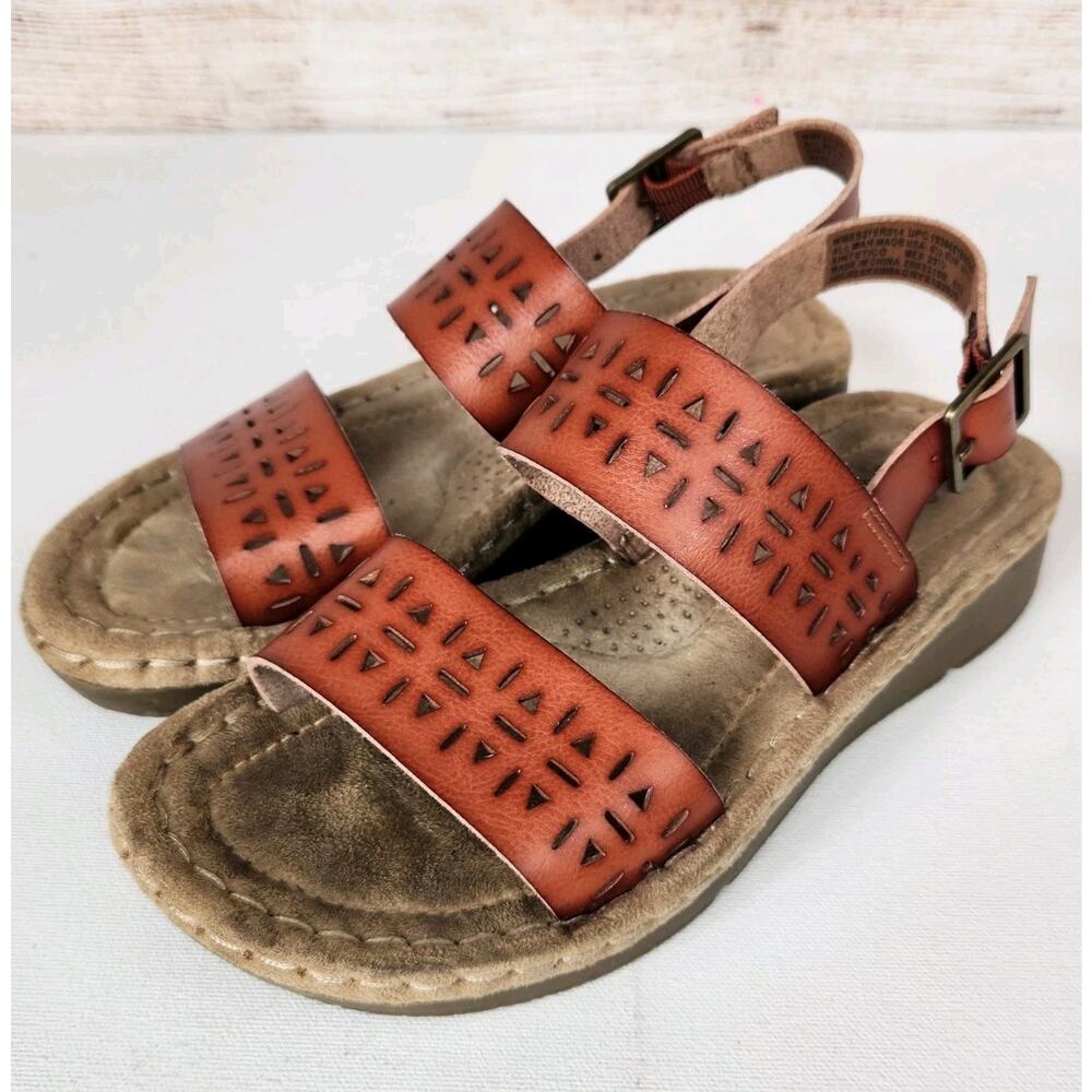Earth Spirit Women’s Sandals Open Toe Boho Aztec Size 6.5 Slingback Buckle